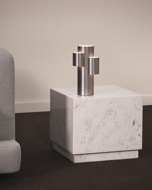 Tavolino da appoggio Sorein in marmo bianco 50 x 50 cm
