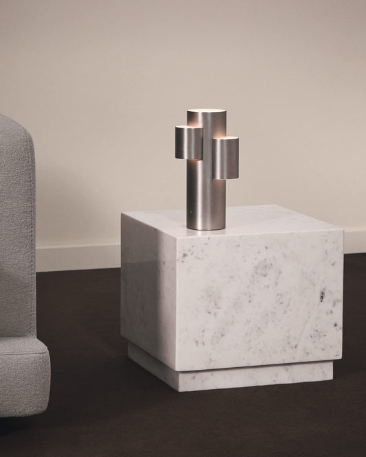 Tavolino da appoggio Sorein in marmo bianco 50 x 50 cm
