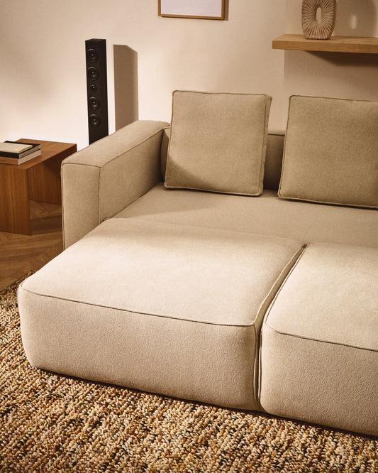 Divano letto Marela 3 posti in ciniglia beige 236 cm