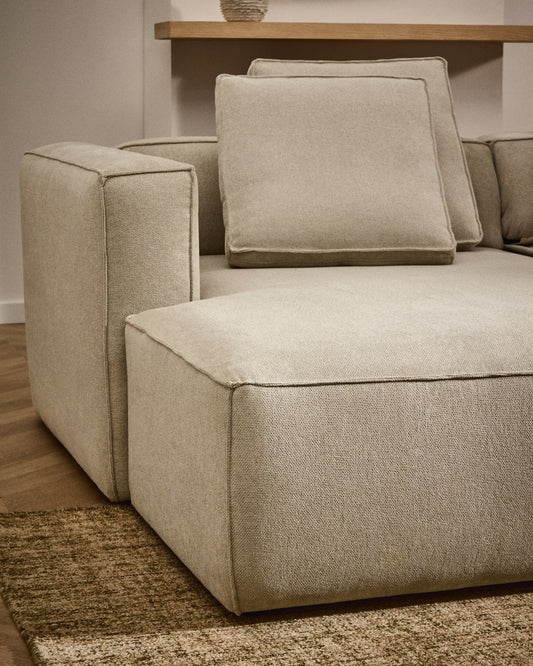 Divano letto Marela 3 posti con chaise longue sinistra in ciniglia beige 236 cm
