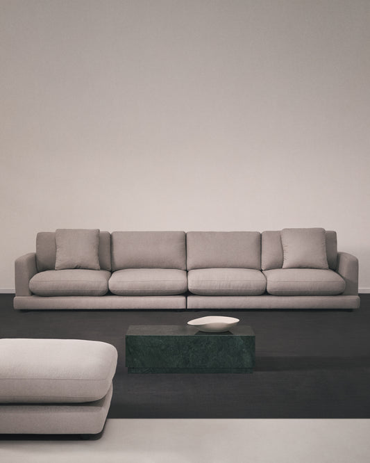 Divano Gala 6 posti in micro bouclé grigio 390 cm