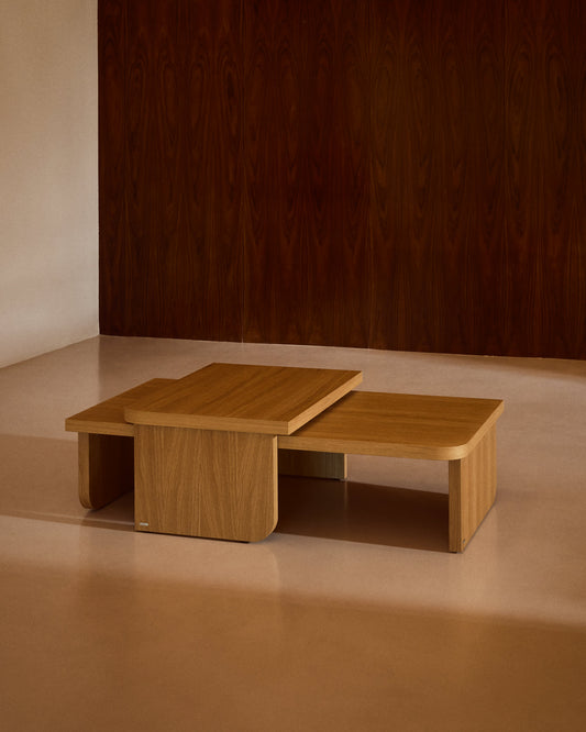 Set Oaq di 2 tavolini impiallacciato rovere finitura naturale