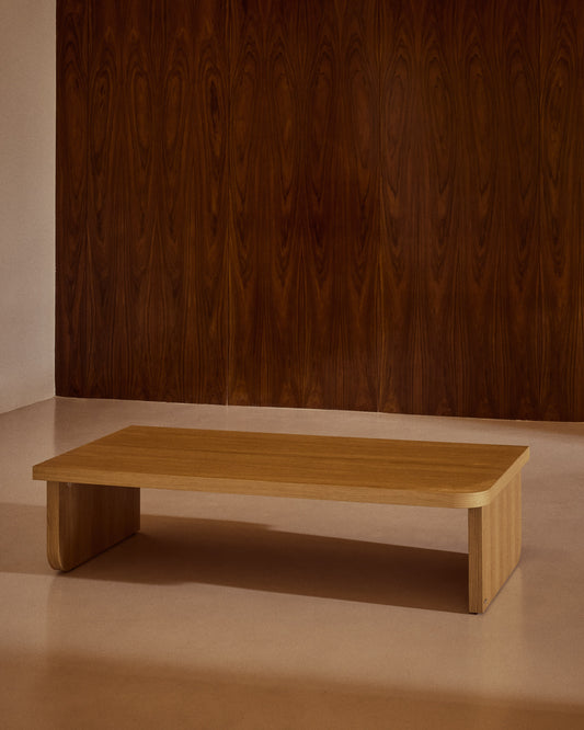 Tavolino da caffè Oaq impiallacciato rovere finitura naturale 140 x 75 cm