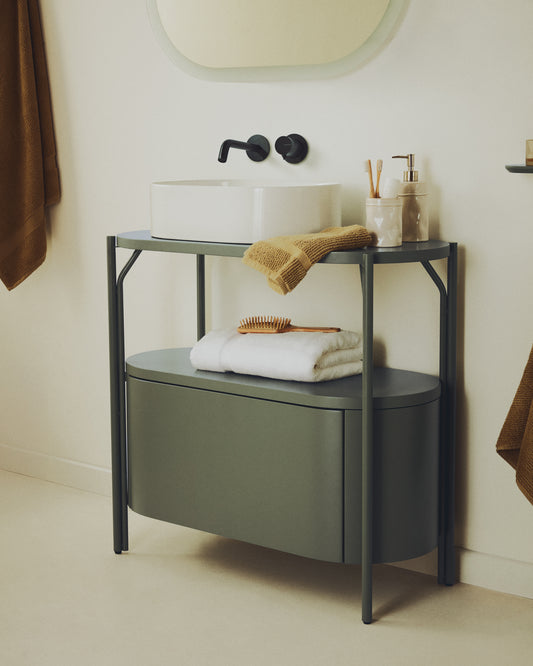 Mobile bagno Arely con struttura in acciaio e MDF laccato verde 90 x 40 cm