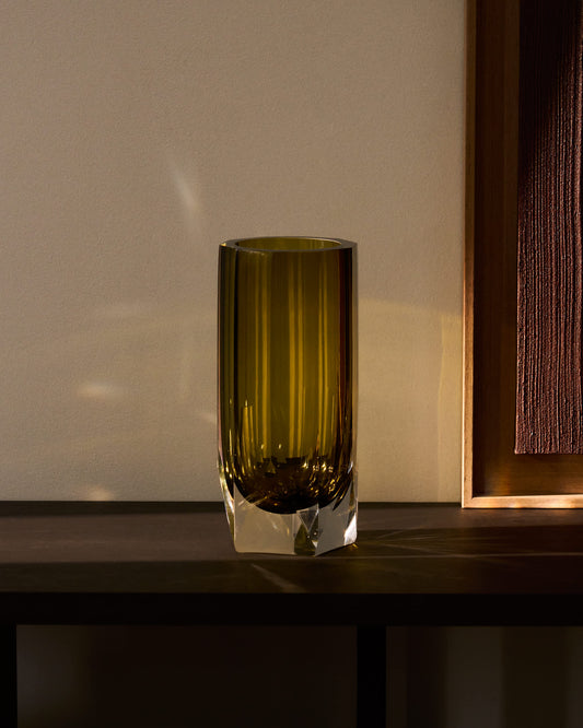 Vaso Uconi in vetro verde oliva 26 cm