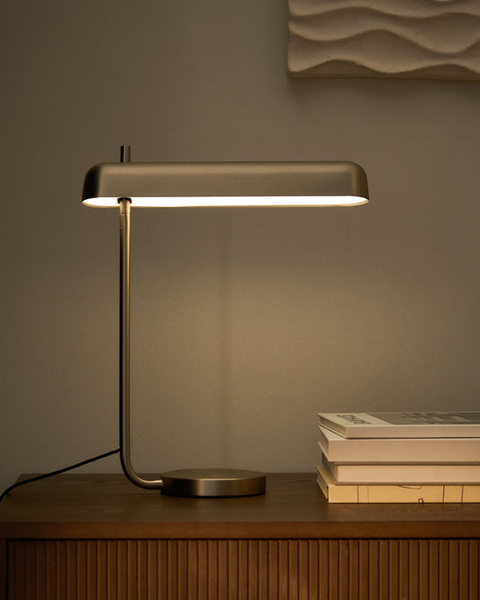 Lampada da tavolo Nelaia con finitura grigia