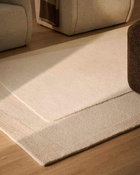 Tappeto Dennie in lana con motivo beige 200 x 300 cm