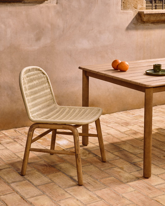 Sedia Alipa in legno massiccio di acacia e corda ecru