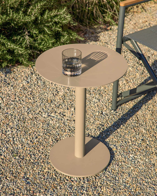 Tavolino da appoggio Asinara in alluminio beige Ø 40 cm