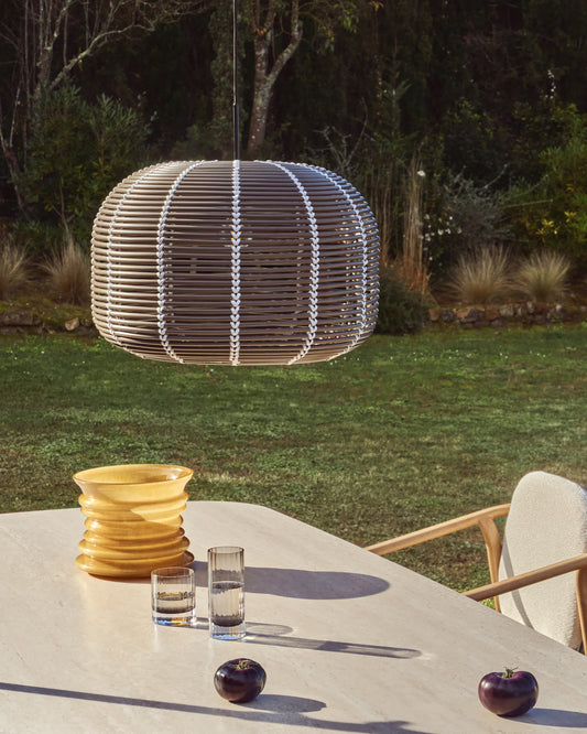 Paralume per lampada da soffitto per esterni Garoina in rattan sintetico tortora Ø 50 cm