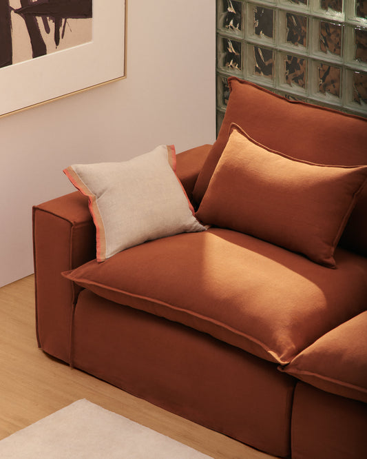 Divano modulare sfoderabile Anarela 5 posti in 100% lino color terracotta 370 cm FSC Mix Credit