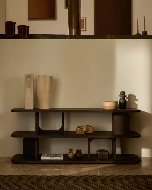Scaffalatura Aduma in impiallacciatura in rovere con finitura ebanizzata FSC 100% 160 x 65 cm