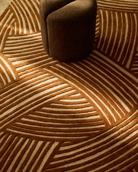 Tappeto Poreni in lana jacquard con contrasto beige 200 x 300 cm