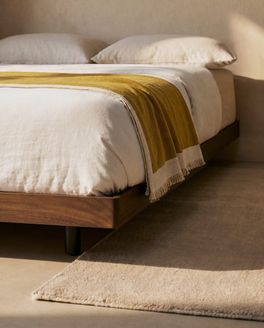 Base Norlen in impiallacciato di noce con finitura scura per materasso da 160 x 200 cm