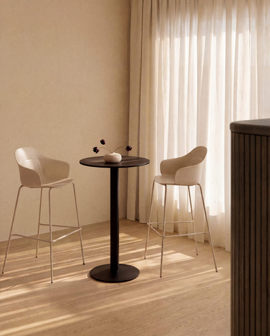 Sgabello Sanile con gambe in acciaio con finitura beige 74 cm