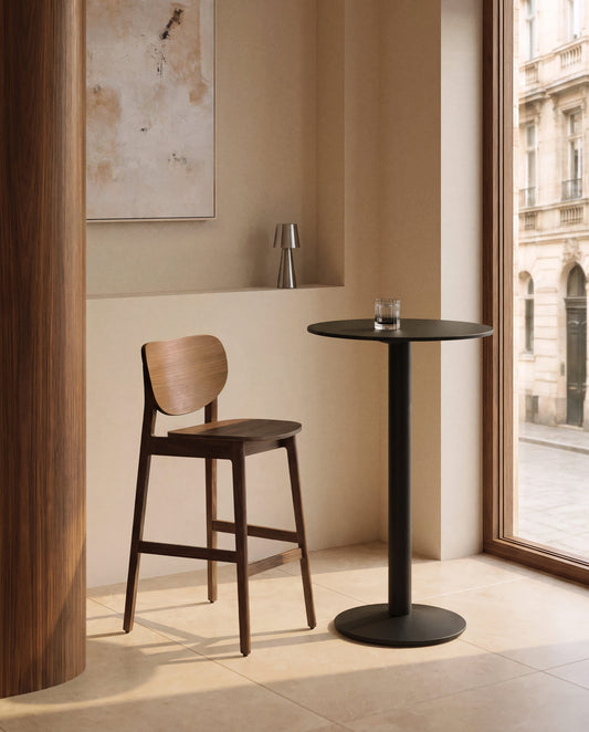 Sgabello Ludara in impiallacciato di rovere con finitura noce 65 cm