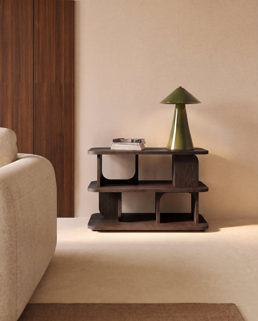 Scaffalatura Aduma in impiallacciatura in rovere con finitura ebanizzata FSC 100% 100 x 65 cm
