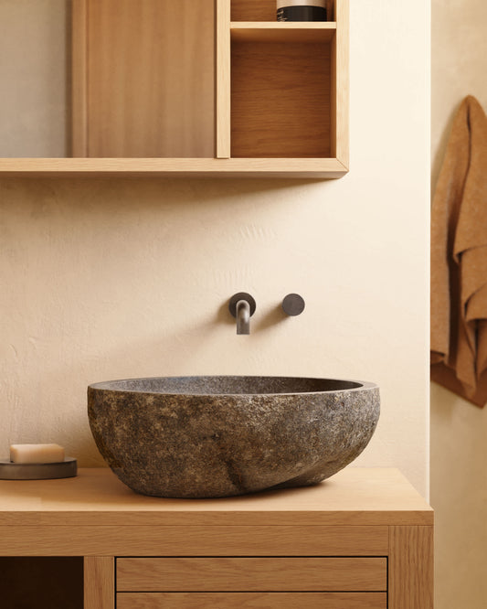 Lavabo da appoggio Tetsu in pietra Ø 40 cm
