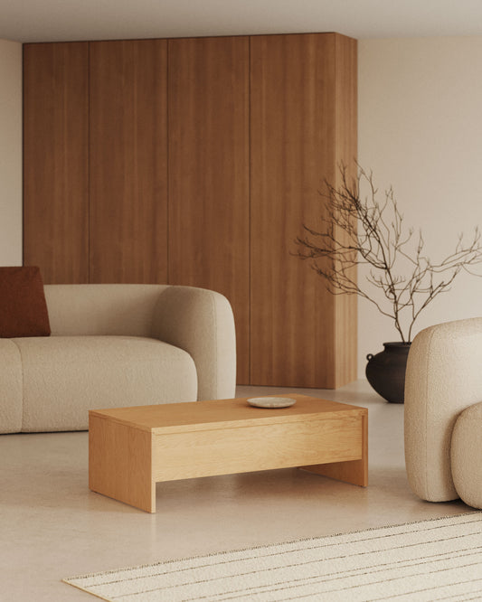 Tavolino regolabile in altezza Abilen in rovere impiallacciato 110 x 60 cm