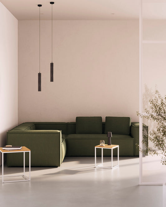 Divano ad angolo Blok 4 posti a coste spesso verde 290 x 290 cm