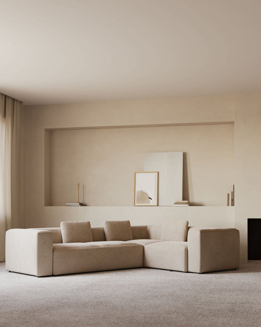 Divano ad angolo Blok 4 posti beige 320 x 230 cm / 230 x 320 cm
