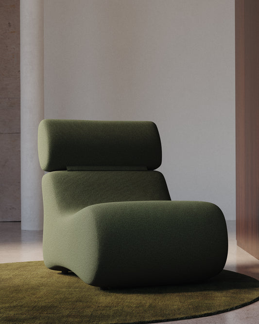Poltrona Club in shearling verde scuro