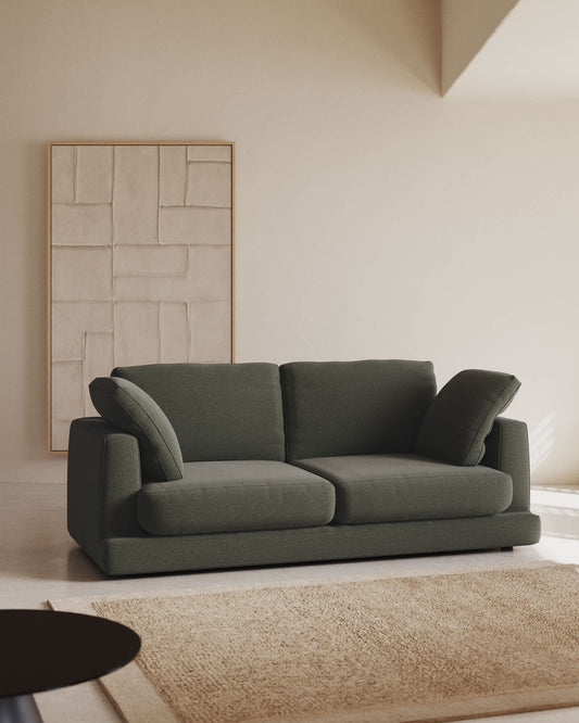Divano Gala 3 posti in ciniglia verde scuro FSC Mix Credit 210 cm