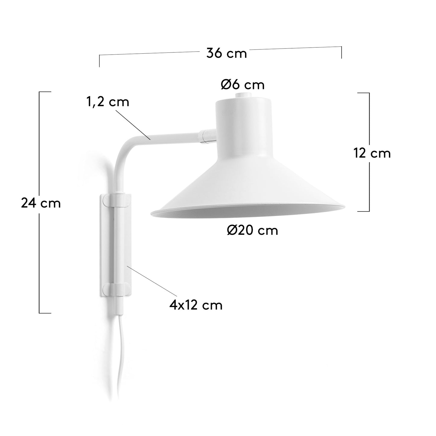 Lampada piccola da parete Aria in acciaio con finitura bianca