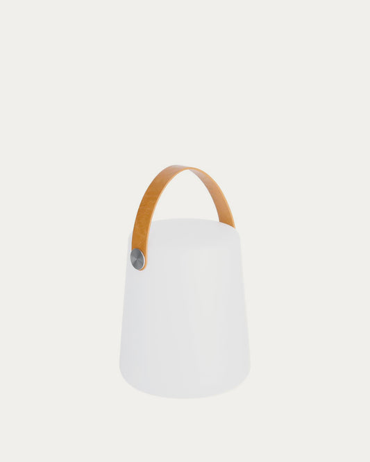 Lampada da tavolo Dialma con manico marrone