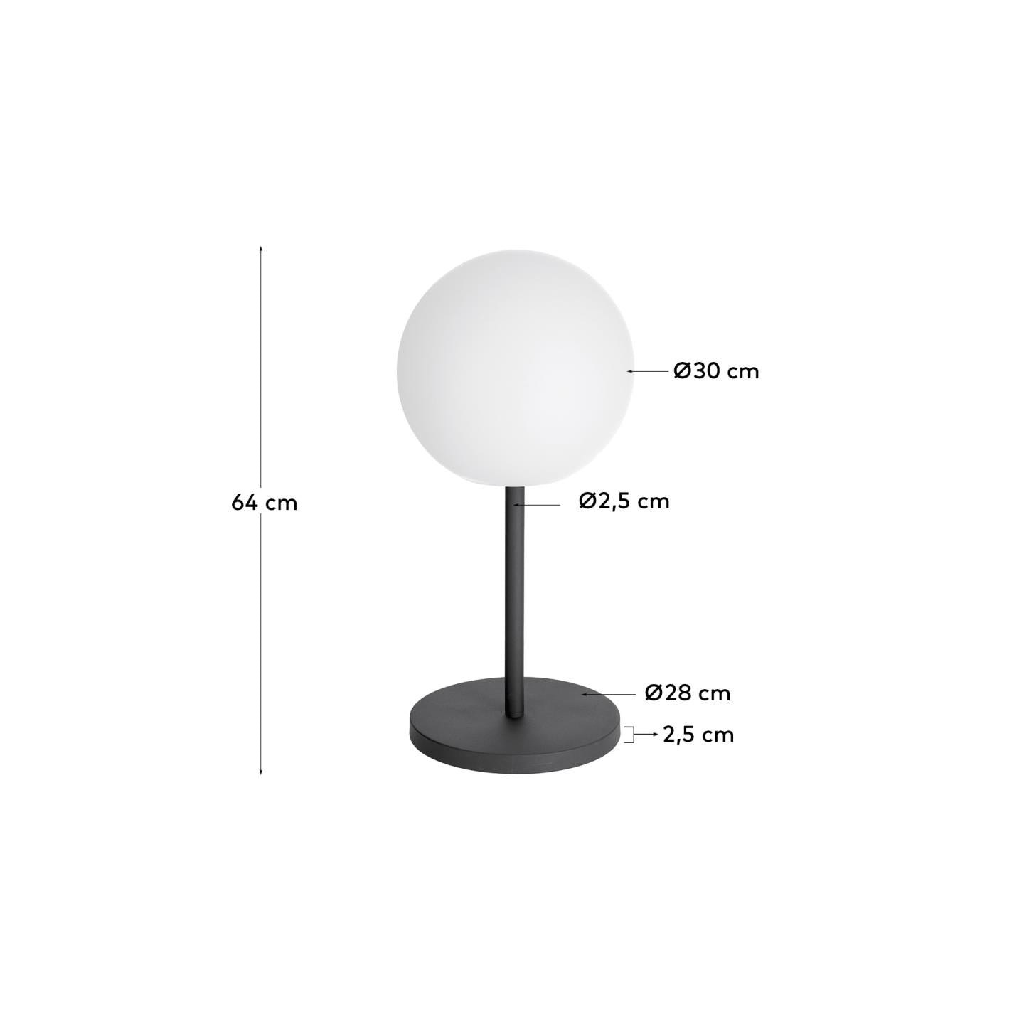 Lampada da tavolo da esterno Dinesh in acciaio nero