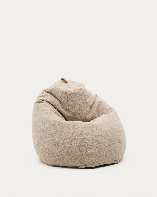 Pouf Vicka tessuto bouclé beige Ø 70 cm