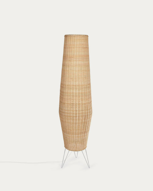 Lampada da terra Kamaria grande in rattan finitura naturale