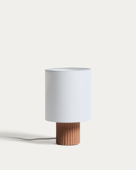 Lampada da tavolo Eshe in ceramica finitura terracotta e bianca