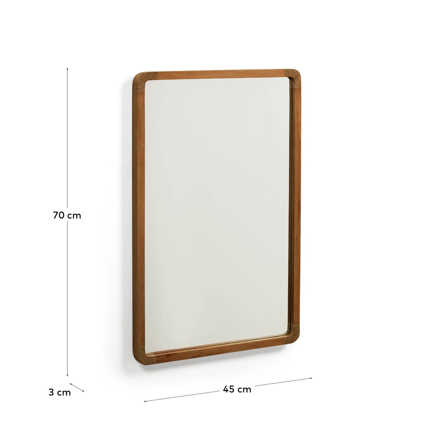 Specchio Shamel in legno massello di teak finitura noce 45 x 70 cm