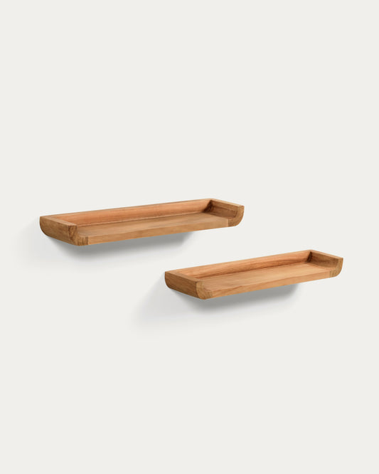 Set Shamel di 2 ripiani in legno massello di teak 50 x 12