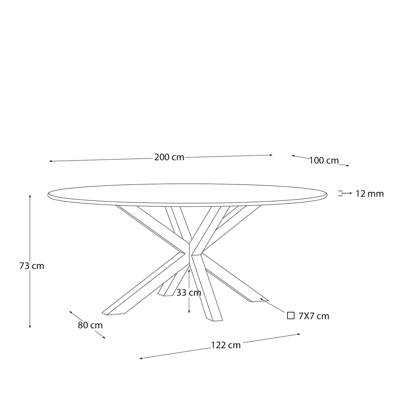 Tavolo Argo di vetro e gambe in acciaio con finitura bianca 200 x 100 cm