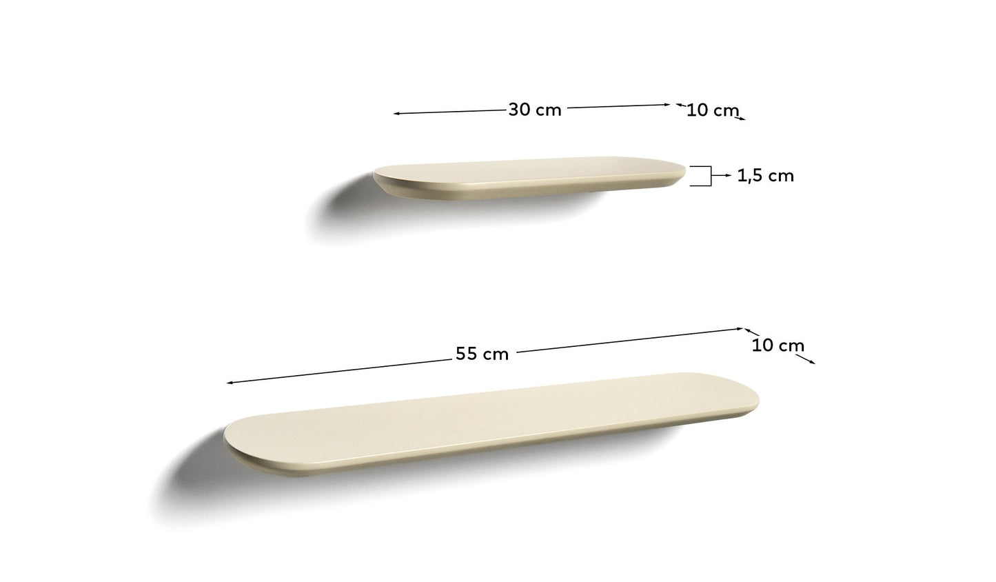Set Arely di 2 mensole in MDF con finitura laccata beige 35 cm/55 cm