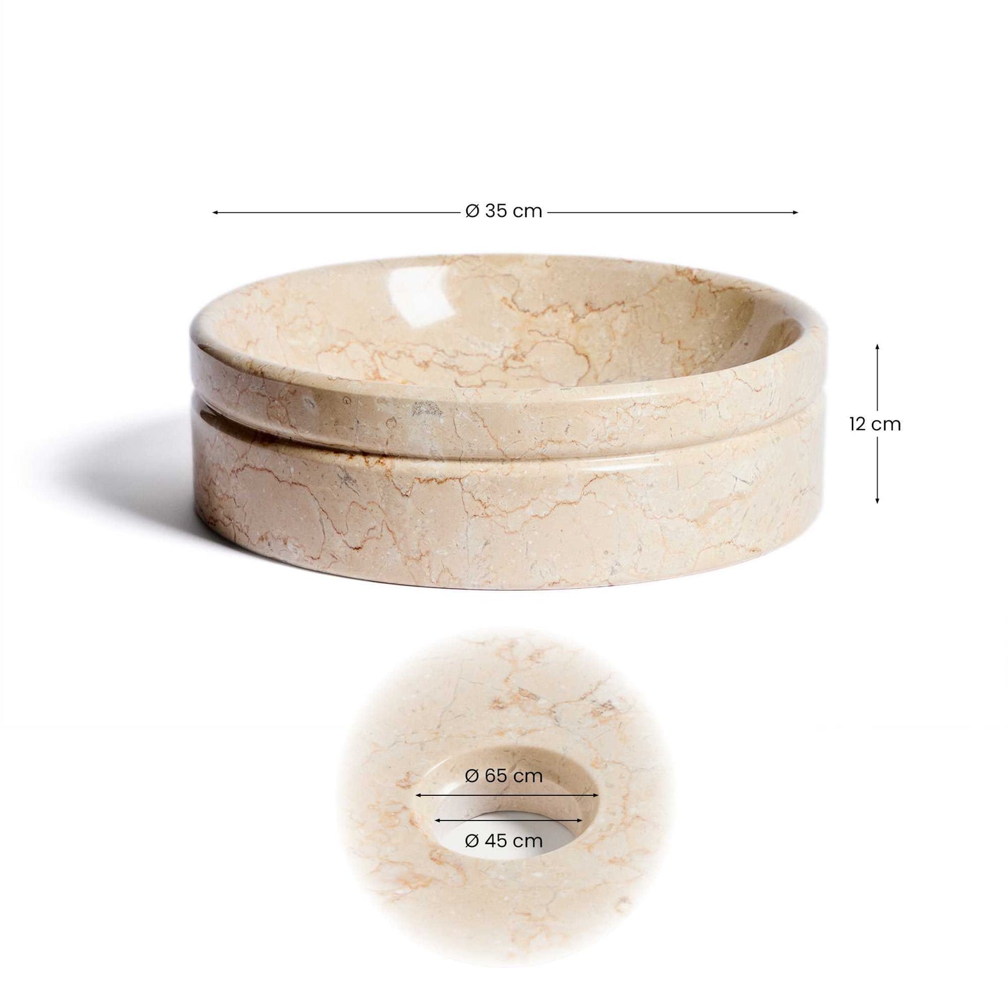 Lavabo da appoggio Dalven in marmo beige Ø 35 cm