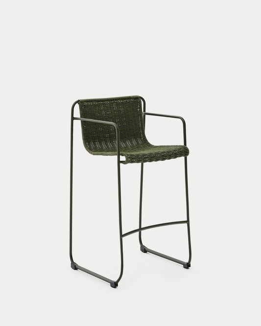 Sgabello Maurina impilabile in acciaio zincato verde con corda verde 74,5 cm