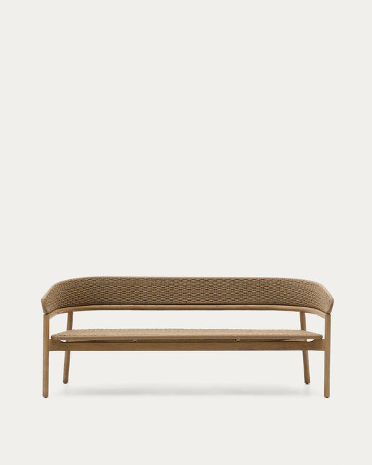 Divano a 3 posti Arinella in legno massiccio di acacia con finitura naturale e corda beige 167 cm