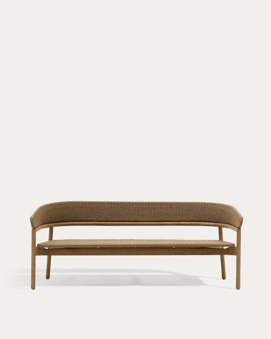 Divano a 3 posti Arinella in legno massiccio di acacia con finitura naturale e corda beige 167 cm