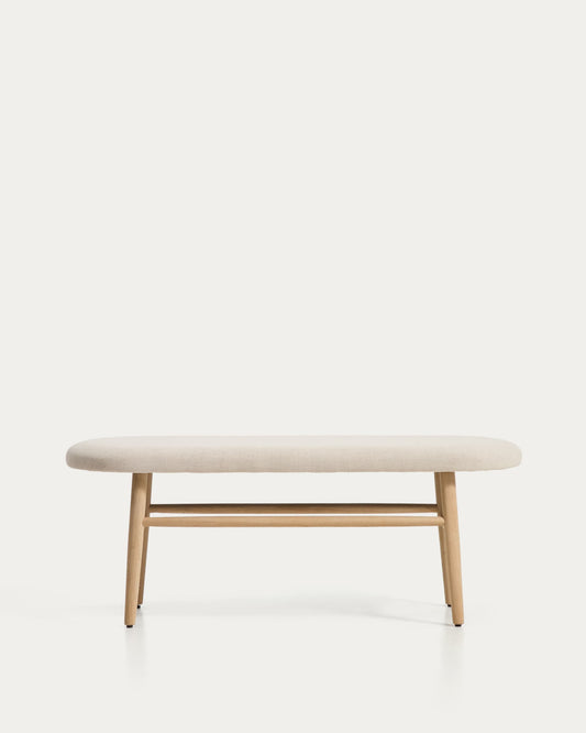 Panca Helda in ciniglia beige e legno massello di rovere FSC Mix Credit 122 cm