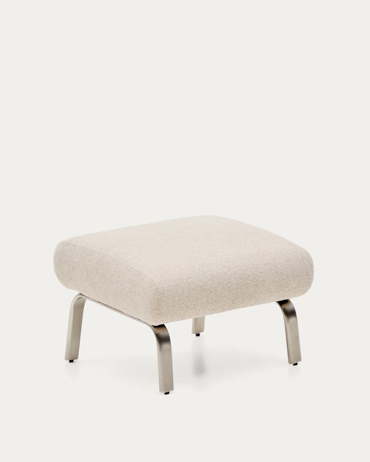 Poggiapiedi Amsen beige con gambe in acciaio inox spazzolato 68 x 55 cm