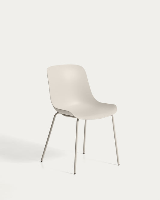 Sedia Altea beige e gambe in acciaio con finitura beige