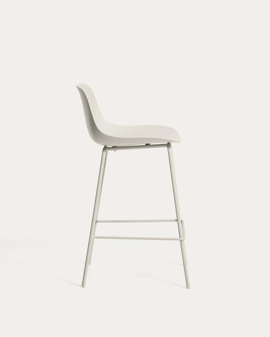 Sgabello Altea beige con gambe in acciaio finitura beige 65 cm