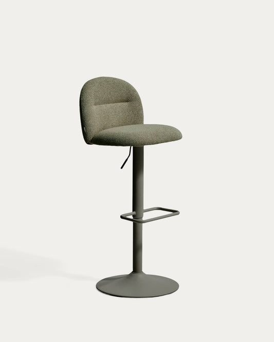 Sgabello Arino in ciniglia verde con gambe in metallo verde 65 cm FSC 100%