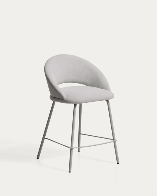 Sgabello Bonali in ciniglia grigia con gambe in metallo grigio FSC Mix Credit 65 cm