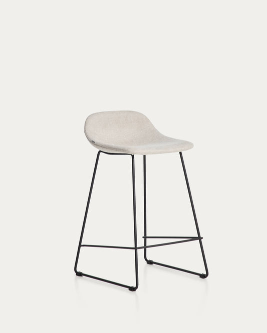 Sgabello Zahara in ciniglia beige con gambe in acciaio rifinito in nero 65 cm FSC 100%