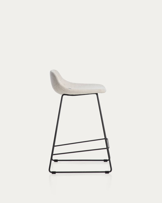 Sgabello Zahara in ciniglia beige con gambe in acciaio rifinito in nero 65 cm FSC 100%