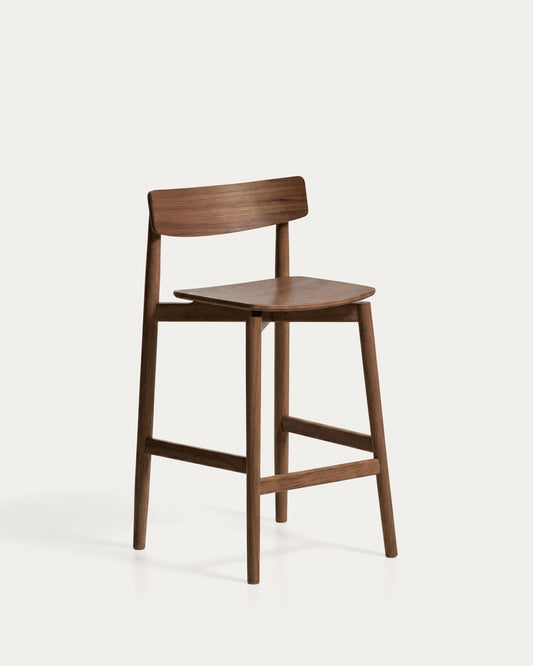 Sgabello Evera con schienale in impiallacciato di rovere con finitura noce 65 cm